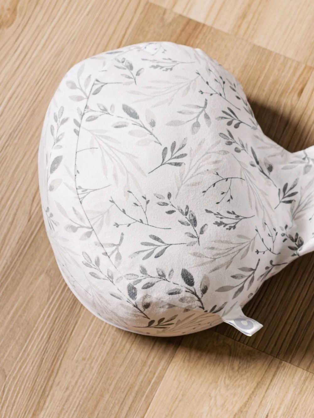Boppy Side Sleeper Pregnancy Maternity Pillow Jersey Leaf Print Grey White